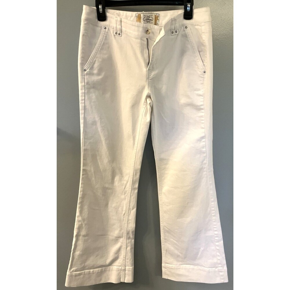 WHBM Womens Blanc Style Rhinestone White Jeans Size 10